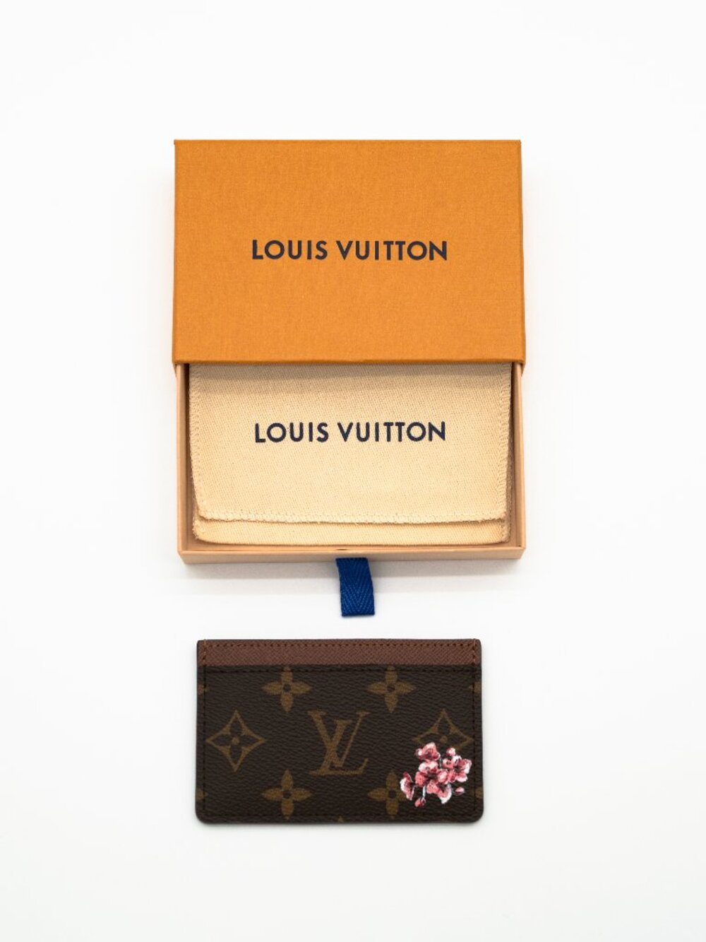 NEW Louis Vuitton Monogram Canvas Card Holder w/ Hand-Painted Cherry Blossoms